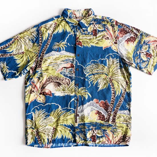 เสื้อฮาวาย reyn spooner ลาย Flamingo Aloha Palm Trees Surf