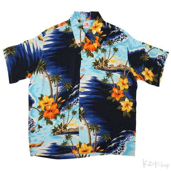 เสื้อฮาวาย AMERICANINO ลาย วิวทะเล ดอกไม้