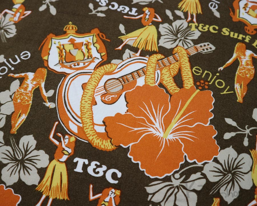 เสื้อฮาวายแขนยาว T&C SURF DESIGNS ลาย อูคูเลเล่ สาวระบำ ดอกไม้