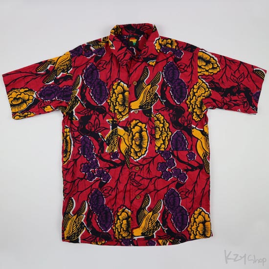 เสื้อฮาวายลายญี่ปุ่น Africa Textile ลาย นก ดอกซากุระ