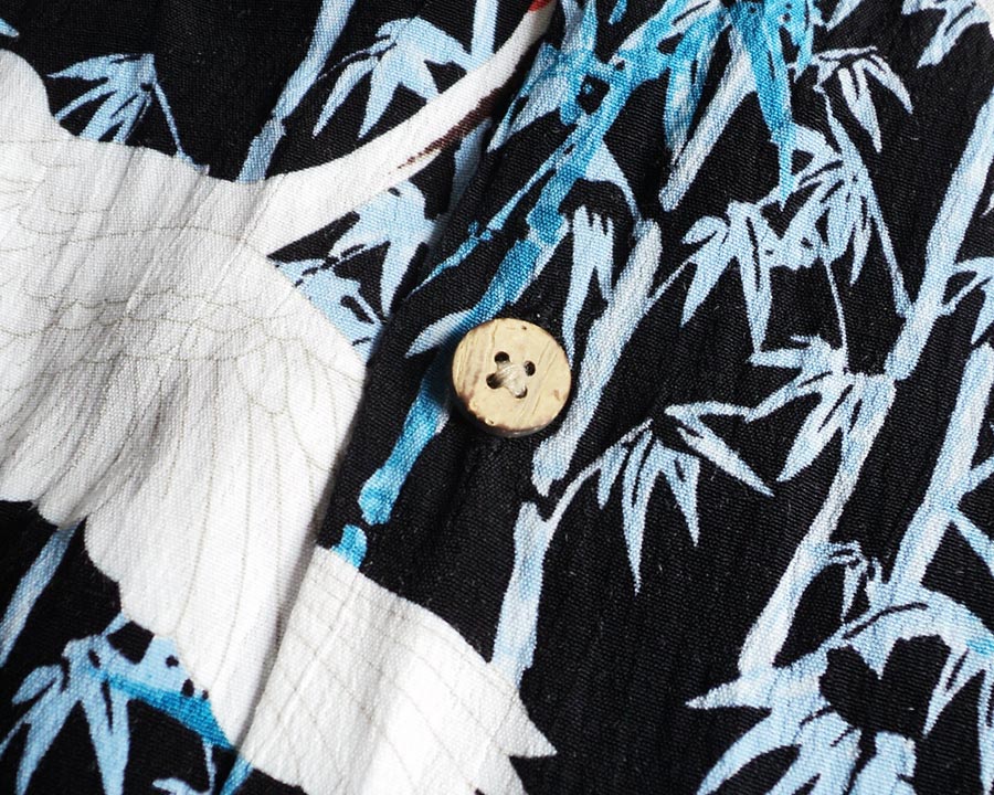 เสื้อฮาวายลายญี่ปุ่น Patina Vintage ลาย นกกระเรียน/ต้นไผ่ 