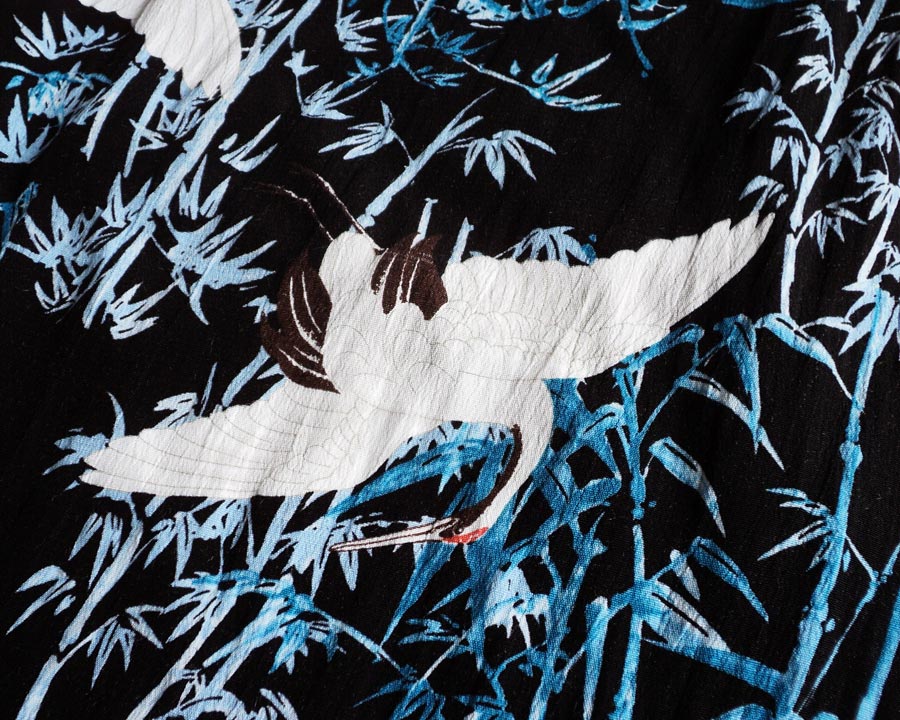 เสื้อฮาวายลายญี่ปุ่น Patina Vintage ลาย นกกระเรียน/ต้นไผ่ 