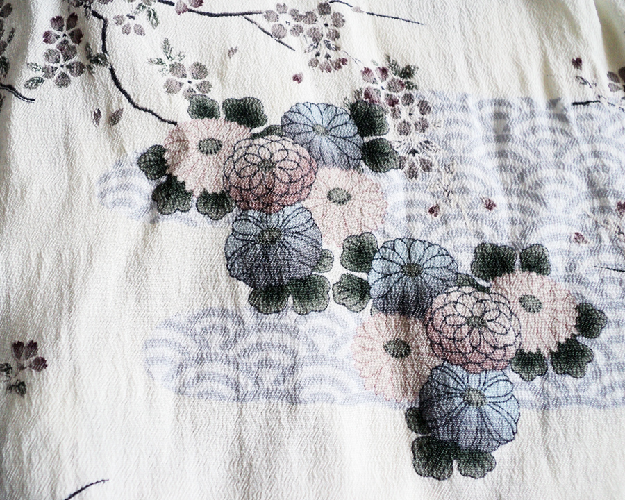 เสื้อฮาวายลายญี่ปุ่น Oniwa soto ลายดอกไม้