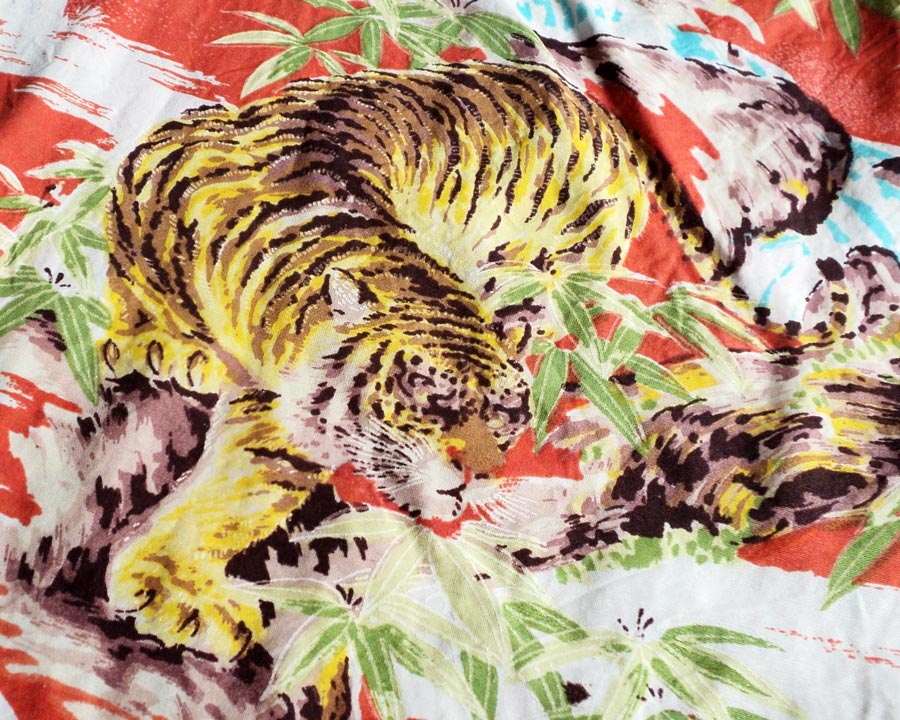 เสื้อฮาวายลายญี่ปุ่น Southerr Island ลาย เสือในลำธาร