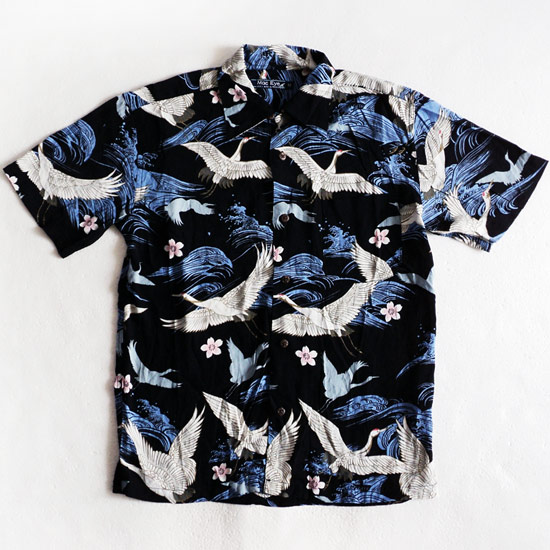เสื้อฮาวายลายญี่ปุ่น Mac Eye ลาย นกกระเรียน คลื่นทะเล ดอกซากุระ