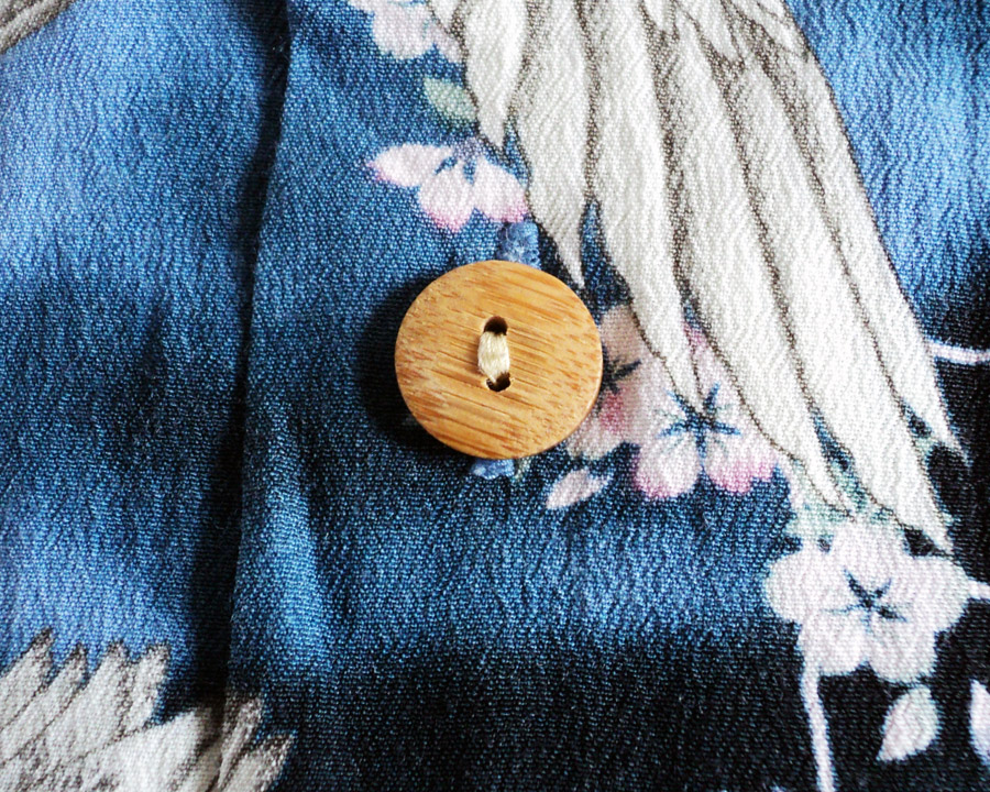 เสื้อฮาวายลายญี่ปุ่น oniwa soto ลาย นกเหยี่ยว สีน้ำเงิน