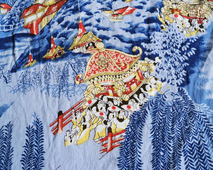 เสื้อฮาวายลายญี่ปุ่น ลาย ขบวนแห่เทศกาลของญี่ปุ่น