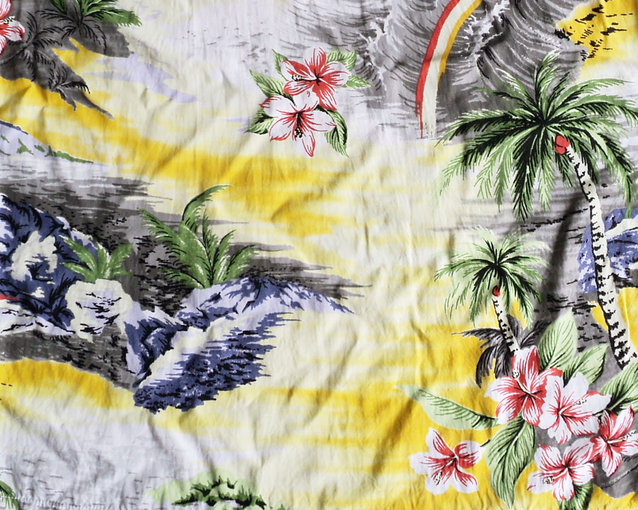 เสื้อฮาวาย Kaluluwa 3 สี เหลือง ลาย วิวทะเล ต้นมะพร้าว/ดอกไม้ 