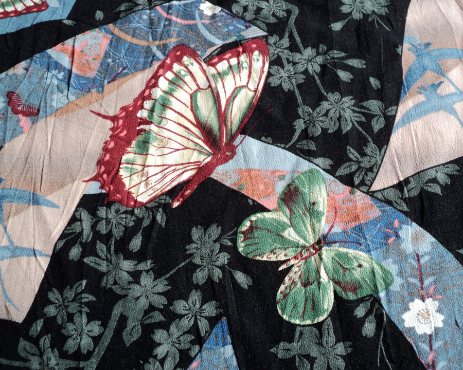 เสื้อฮาวายลายญี่ปุ่น HOUSTON ลาย ผีเสื้อ/ริบบิ้น/ดอกไม้ 