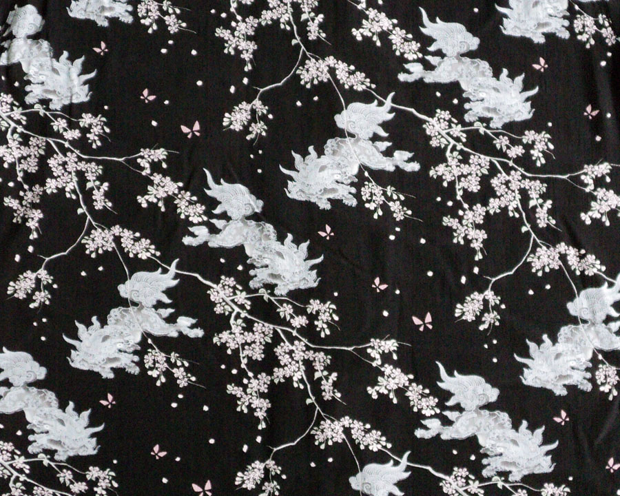 เสื้อฮาวายลายญี่ปุ่น Oniwa soto 16 ลาย สิงห์/ดอกซากุระ