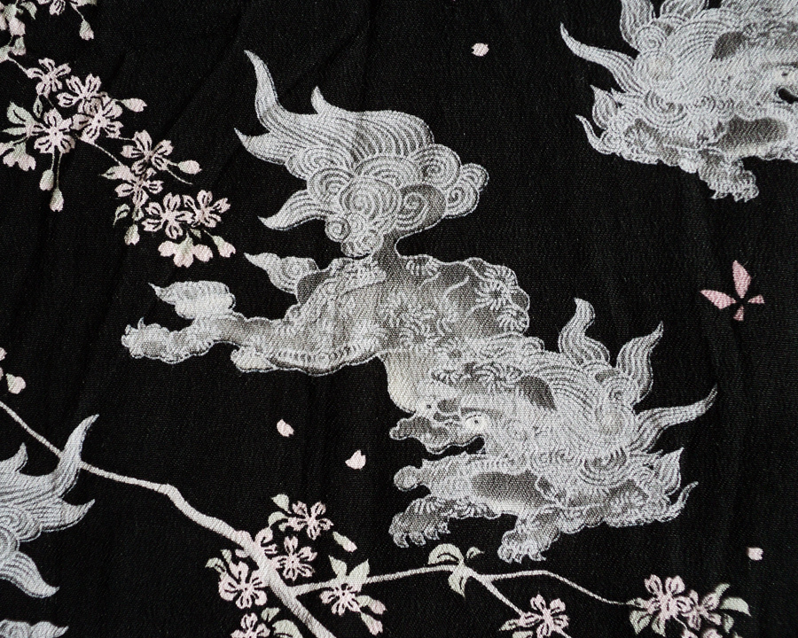 เสื้อฮาวายลายญี่ปุ่น Oniwa soto 16 ลาย สิงห์/ดอกซากุระ