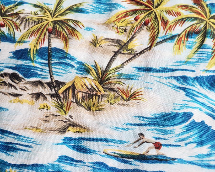 เสื้อฮาวาย EDWIN ลาย เกาะชายทะเล/สายรุ้ง/คนเล่นกระดานโต้คลื่น