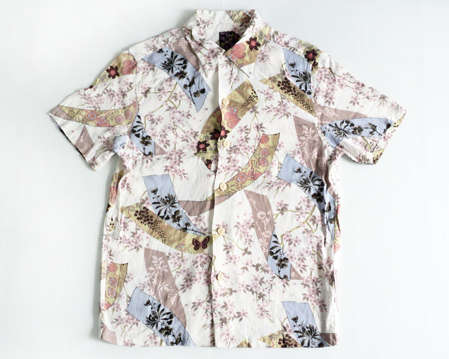 เสื้อฮาวายลายญี่ปุ่น Oniwa soto ลาย ผีเสื้อ/ริบบิ้น/ดอกไม้