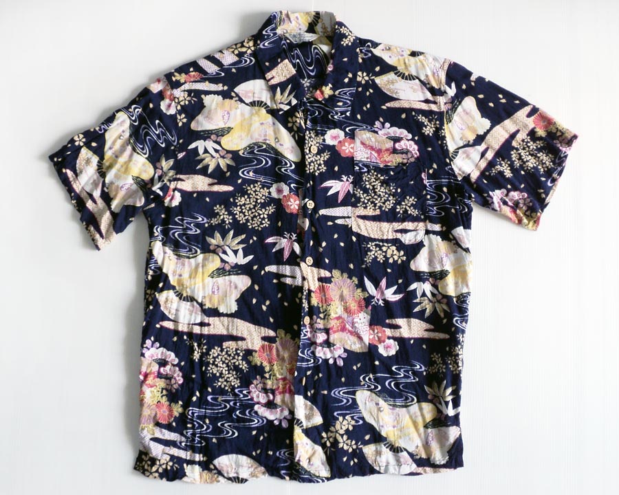 เสื้อฮาวายลายญี่ปุ่น Styled by Originals ลาย ดอกซากุระ/พัด/ดอกไม้/สายน้ำ