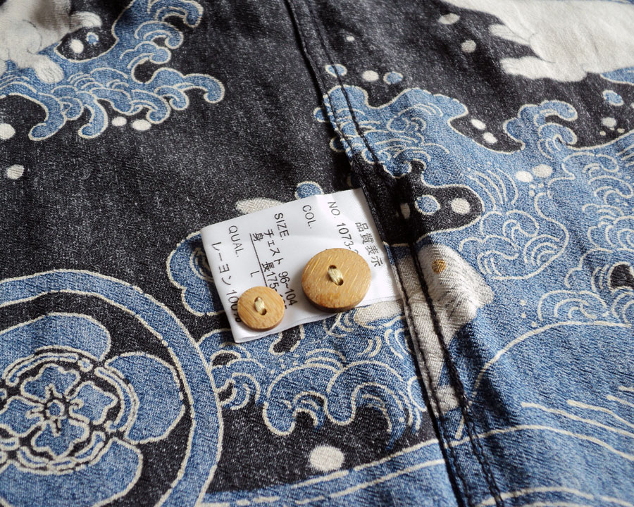 เสื้อฮาวายลายญี่ปุ่น Oniwa soto ลาย กระต่ายในคลื่นน้ำ