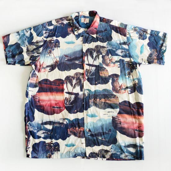 เสื้อฮาวาย G.A ลาย วิว หญิงสาวกับเครื่องบิน