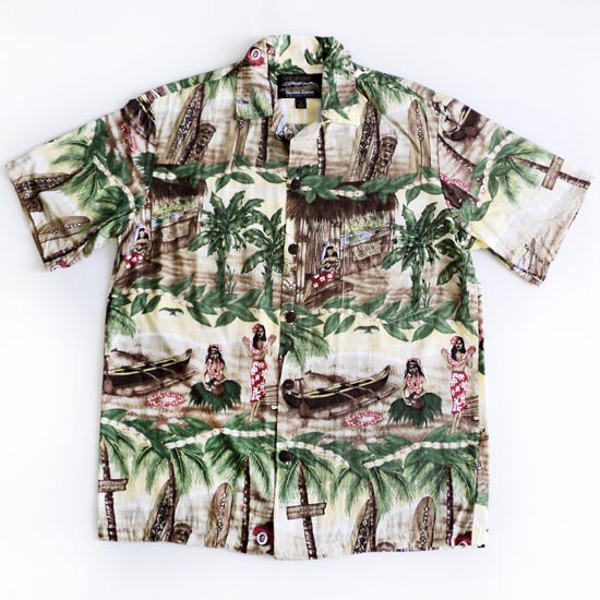 เสื้อฮาวาย Hawaiian Reserve ลาย สาวชาวเกาะ Tiki รถ