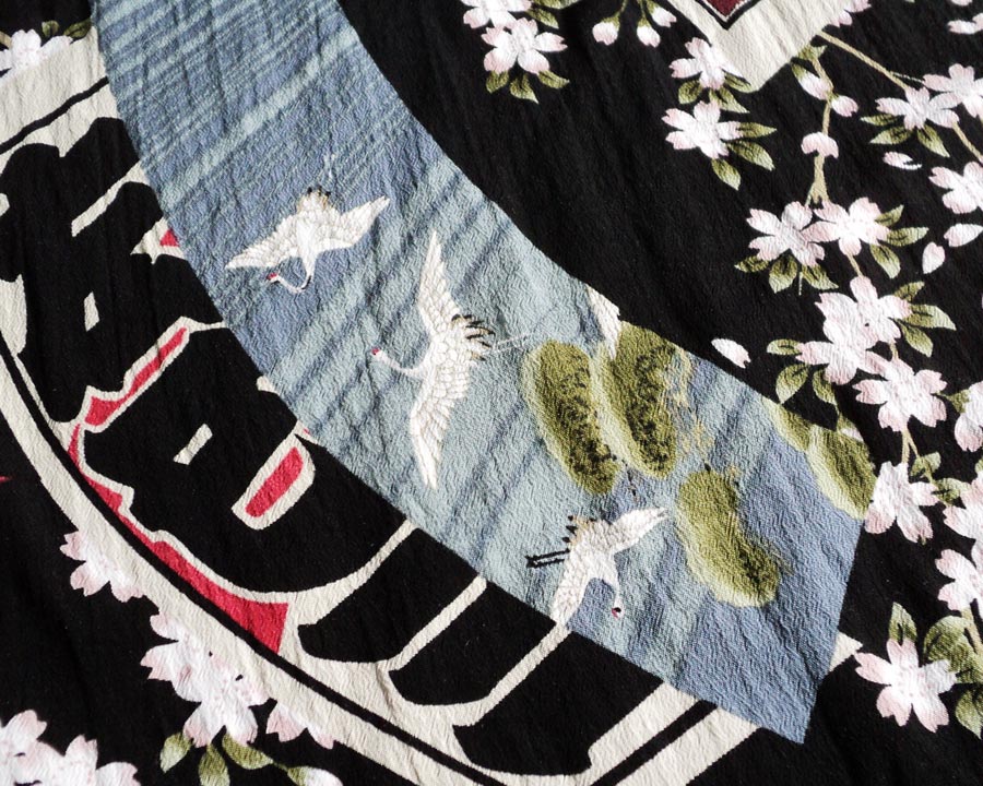 เสื้อฮาวายลายญี่ปุ่น Modish Style ลาย ริบบิ้นกับนกกระเรียน