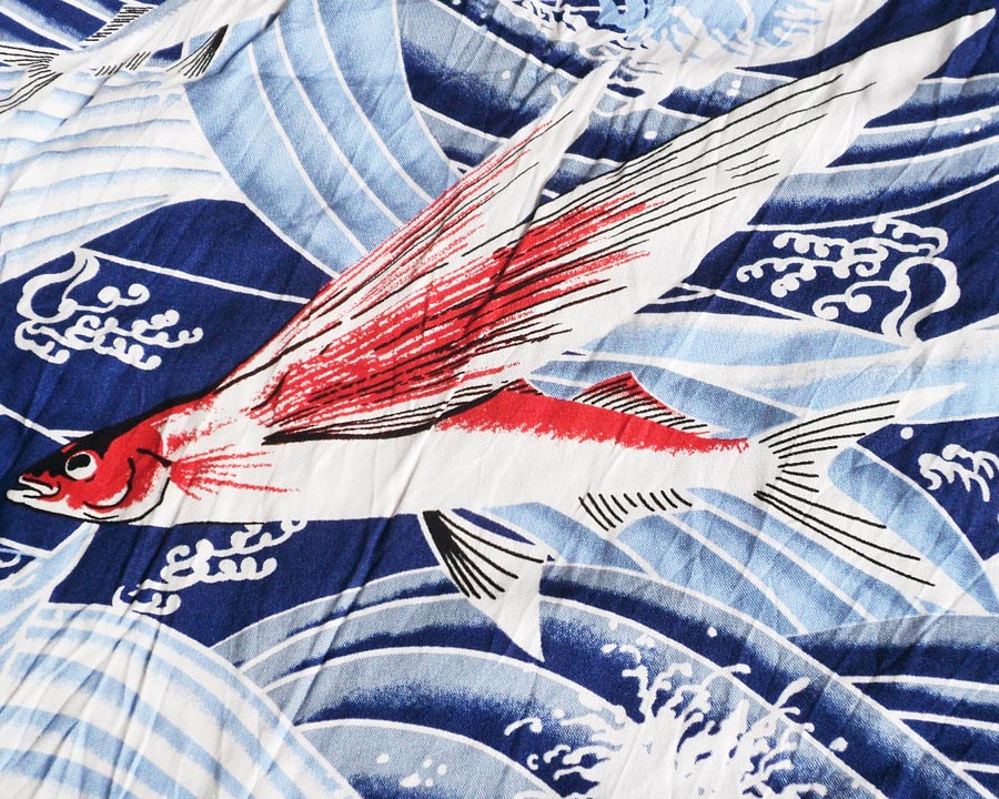 เสื้อฮาวายลายญี่ปุ่น  Nepuca Surf Style  ลาย ปลาบิน (Flying Fish) 