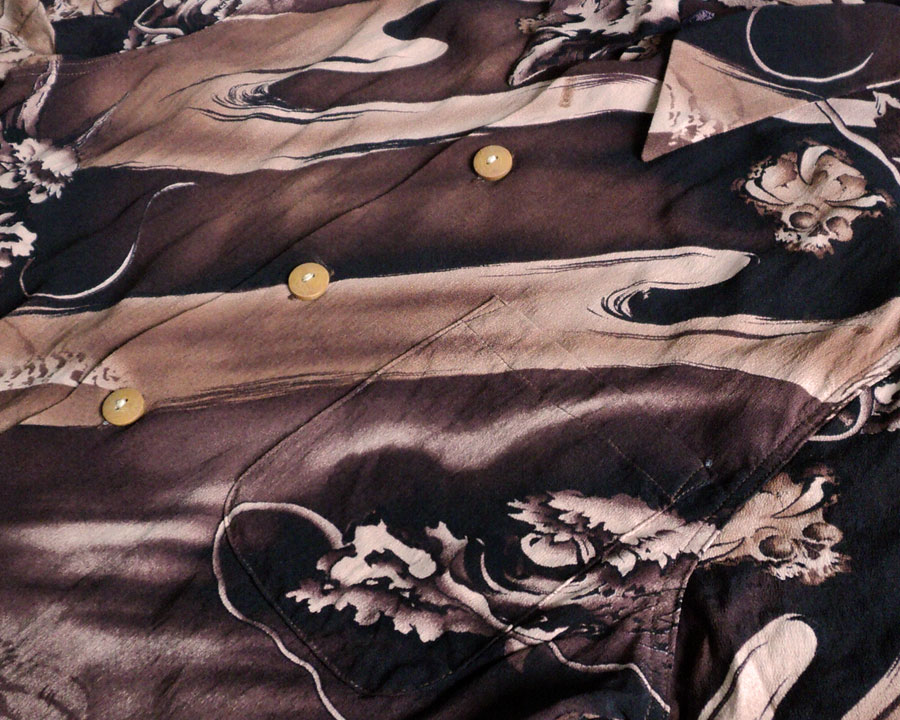 เสื้อฮาวายลายญี่ปุ่น Oniwa soto ลาย มังกรถือหัวกระโหลก
