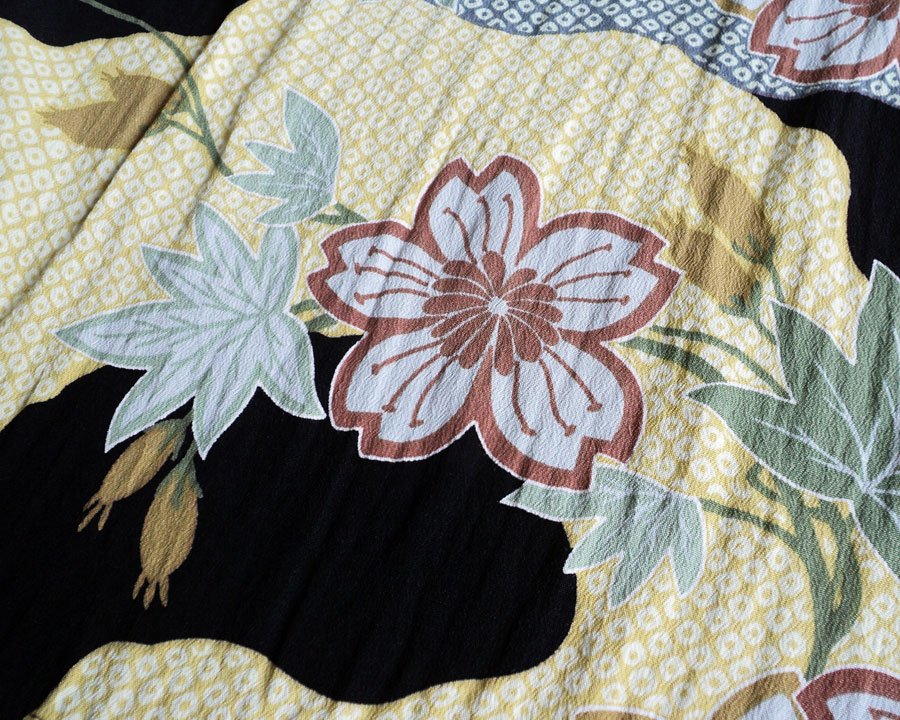 เสื้อฮาวายลายญี่ปุ่น Oniwa soto  ลาย ดอกไม้ใบไม้