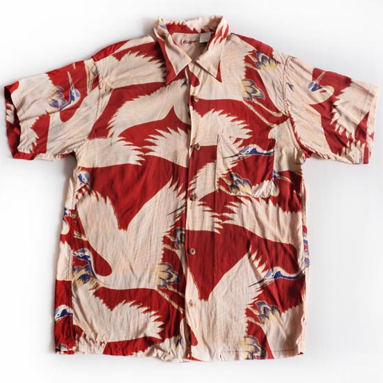 เสื้อฮาวายลายญี่ปุ่น Sun Surf - RED CRANE