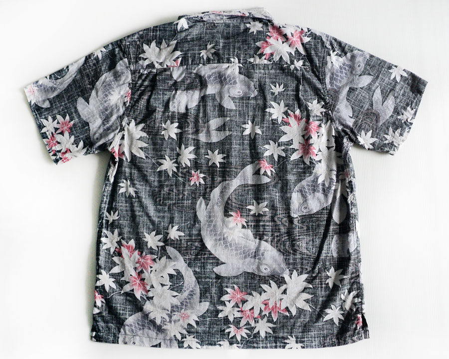 เสื้อฮาวายลายญี่ปุ่น Styled by Originals ลาย ปลาคาร์ฟกับใบไม้ 