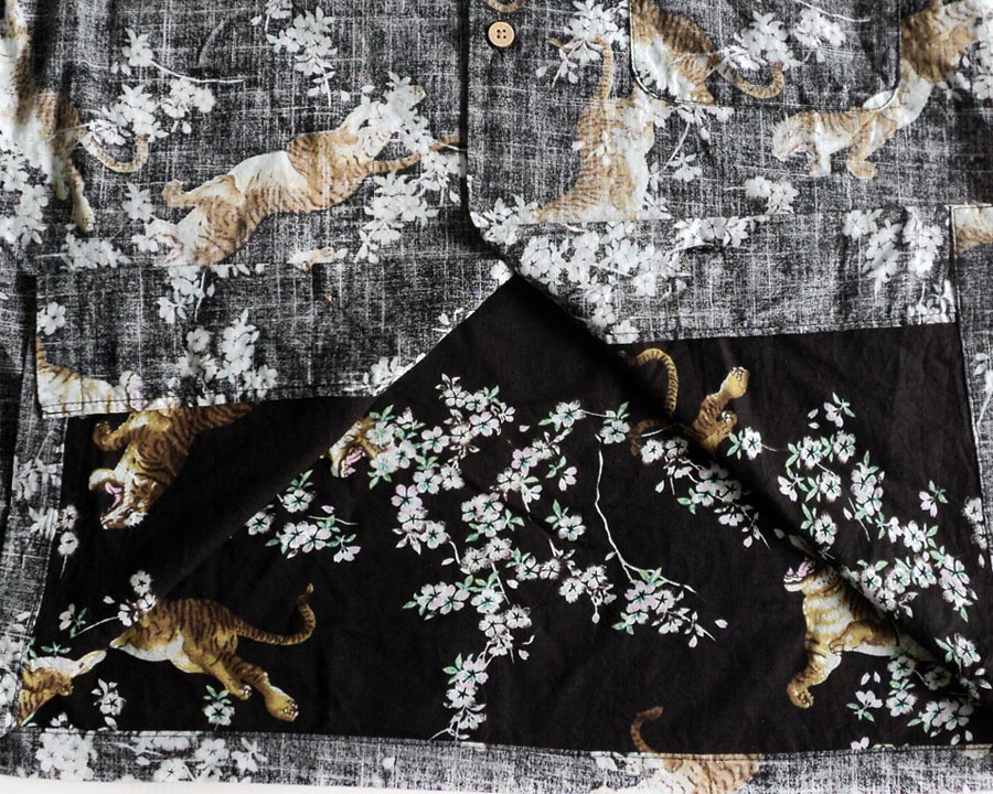 เสื้อฮาวายลายญี่ปุ่น Styled by Originals ลาย เสือกับดอกซากุระ 