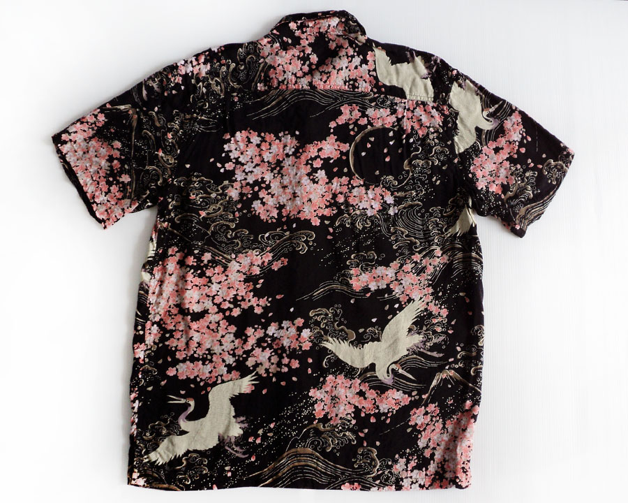 เสื้อฮาวายลายญี่ปุ่น Styled by Originals ลาย นกกระเรียนกับดอกซากุระ