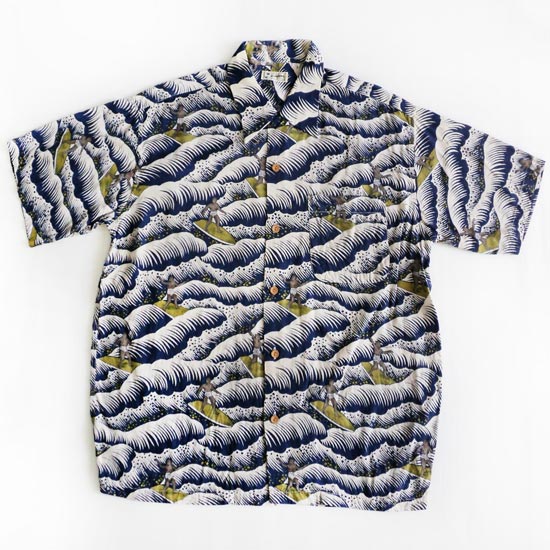 เสื้อฮาวาย SLUMMING สี น้ำเงิน ลาย คนเล่นกระดานโต้คลื่น