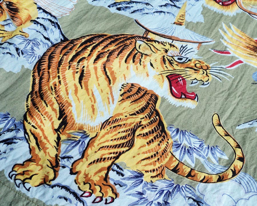 เสื้อฮาวายลายญี่ปุ่น RUSTY ลาย เสือ มังกร นกอินทรี