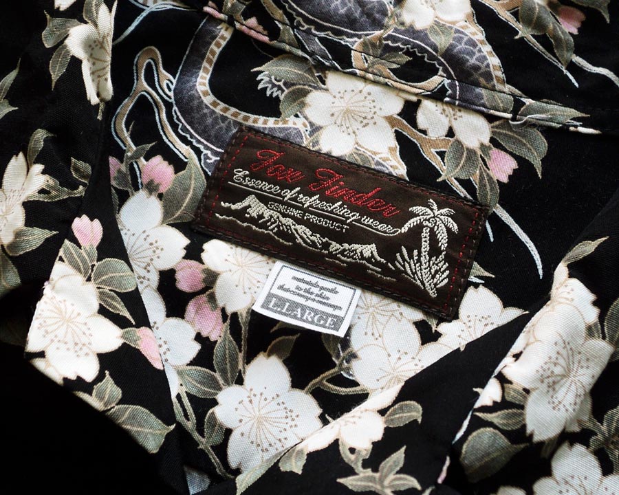 เสื้อฮาวายลายญี่ปุ่น  Fax Finder  ลาย มังกรกับดอกซากุระ