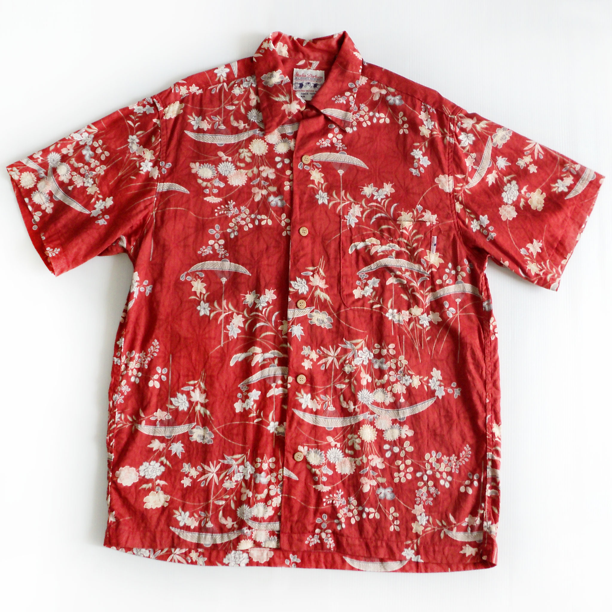 เสื้อฮาวายลายญี่ปุ่น Studio D'artisan ลาย ร่มกับดอกไม้
