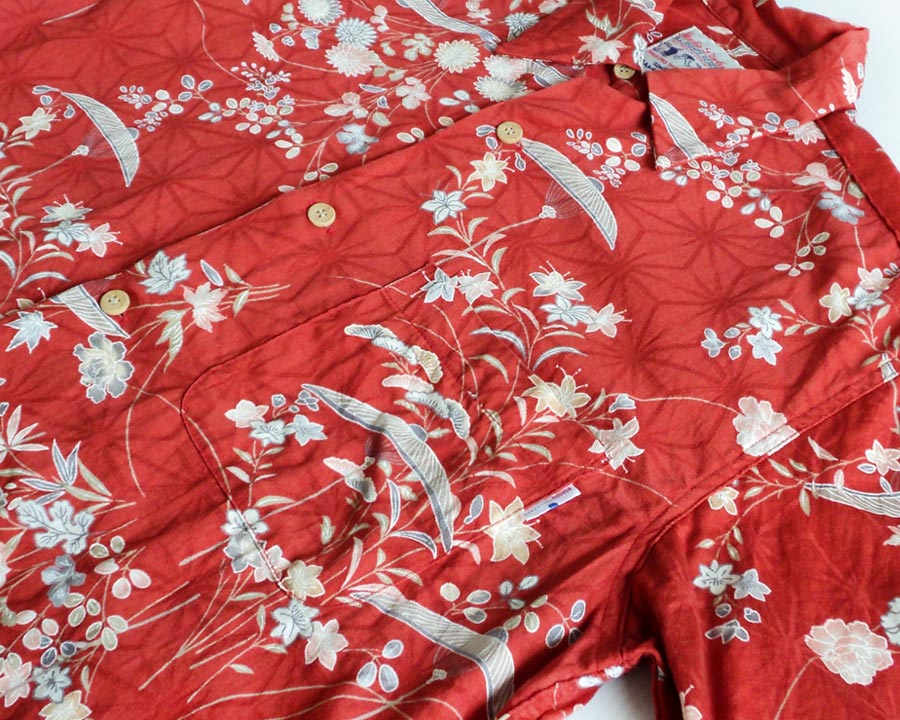 เสื้อฮาวายลายญี่ปุ่น Studio D'artisan ลาย ร่มกับดอกไม้