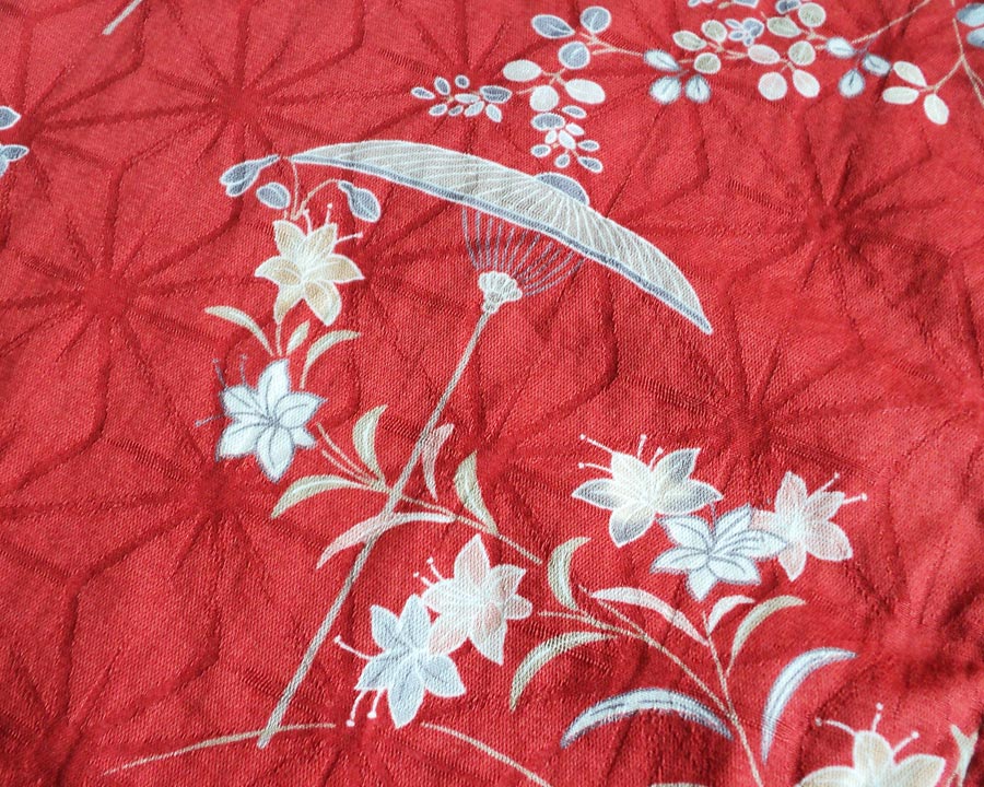 เสื้อฮาวายลายญี่ปุ่น Studio D'artisan ลาย ร่มกับดอกไม้