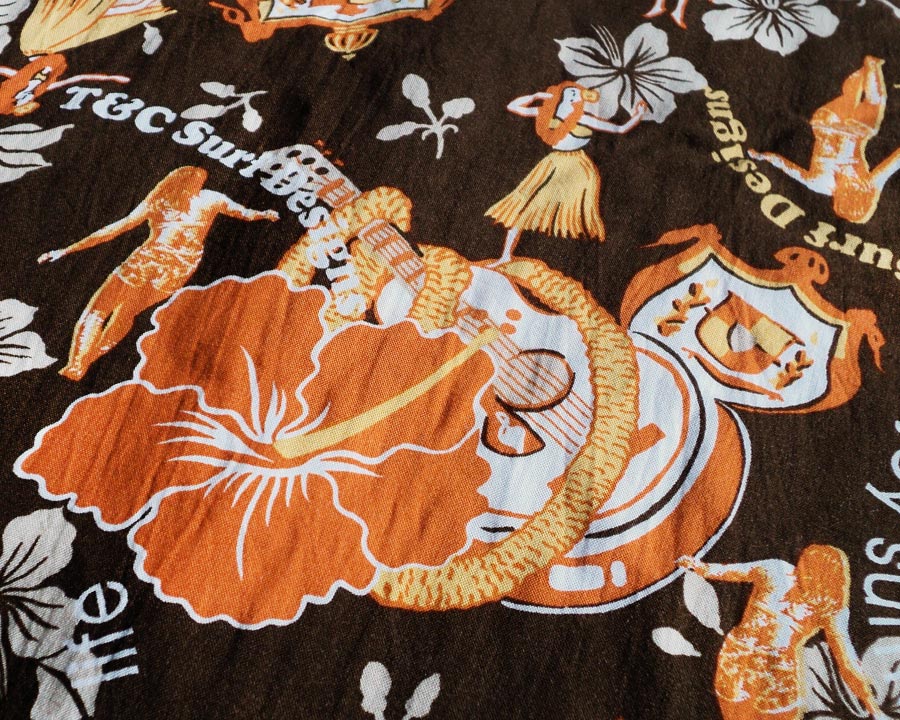 เสื้อฮาวายแขนยาว T&C SURF DESIGNS ลาย อูคูเลเล่ สาวระบำ ดอกไม้