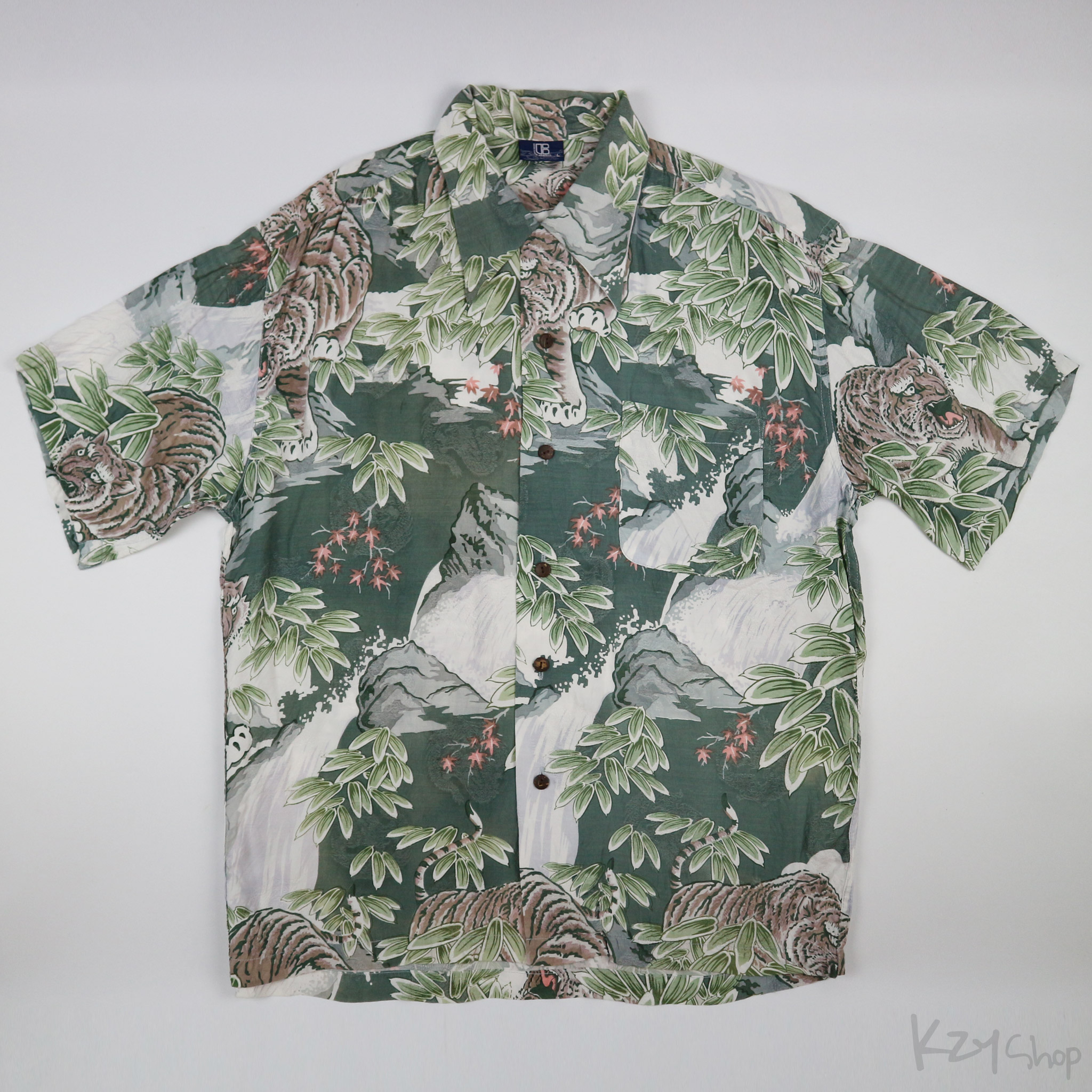 เสื้อฮาวายลายญี่ปุ่น BRADSHAW ลาย เสือในภูเขาน้ำตก