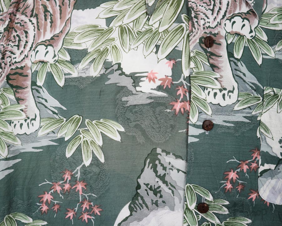 เสื้อฮาวายลายญี่ปุ่น BRADSHAW ลาย เสือในภูเขาน้ำตก