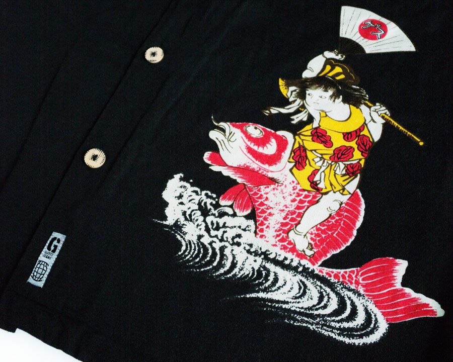 เสื้อฮาวายลายญี่ปุ่น GUESS JEANS ลาย คินทาโร่ จอมพลัง