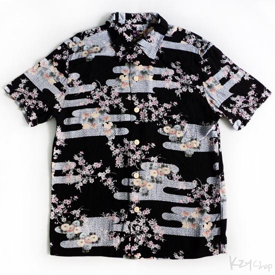 เสื้อฮาวายลายญี่ปุ่น Oniwa soto ลาย ดอกซากุระ