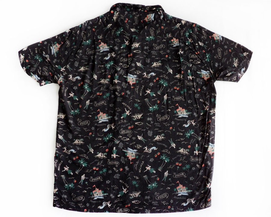 เสื้อฮาวาย สี เทาดำ ลาย ALOHA ฮาวาย