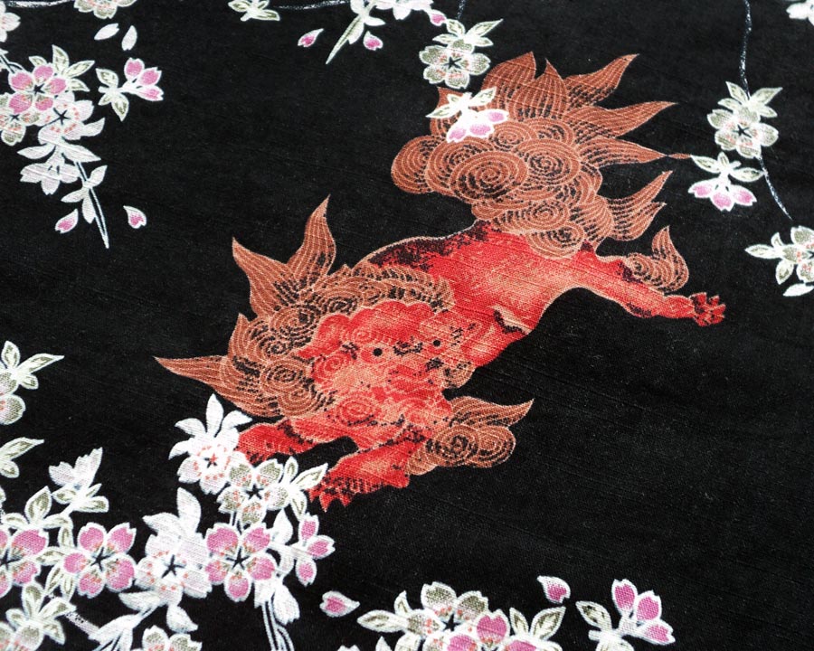 เสื้อฮาวายลายญี่ปุ่น Thruxton ลาย สิงห์แดงกับดอกซากุระ