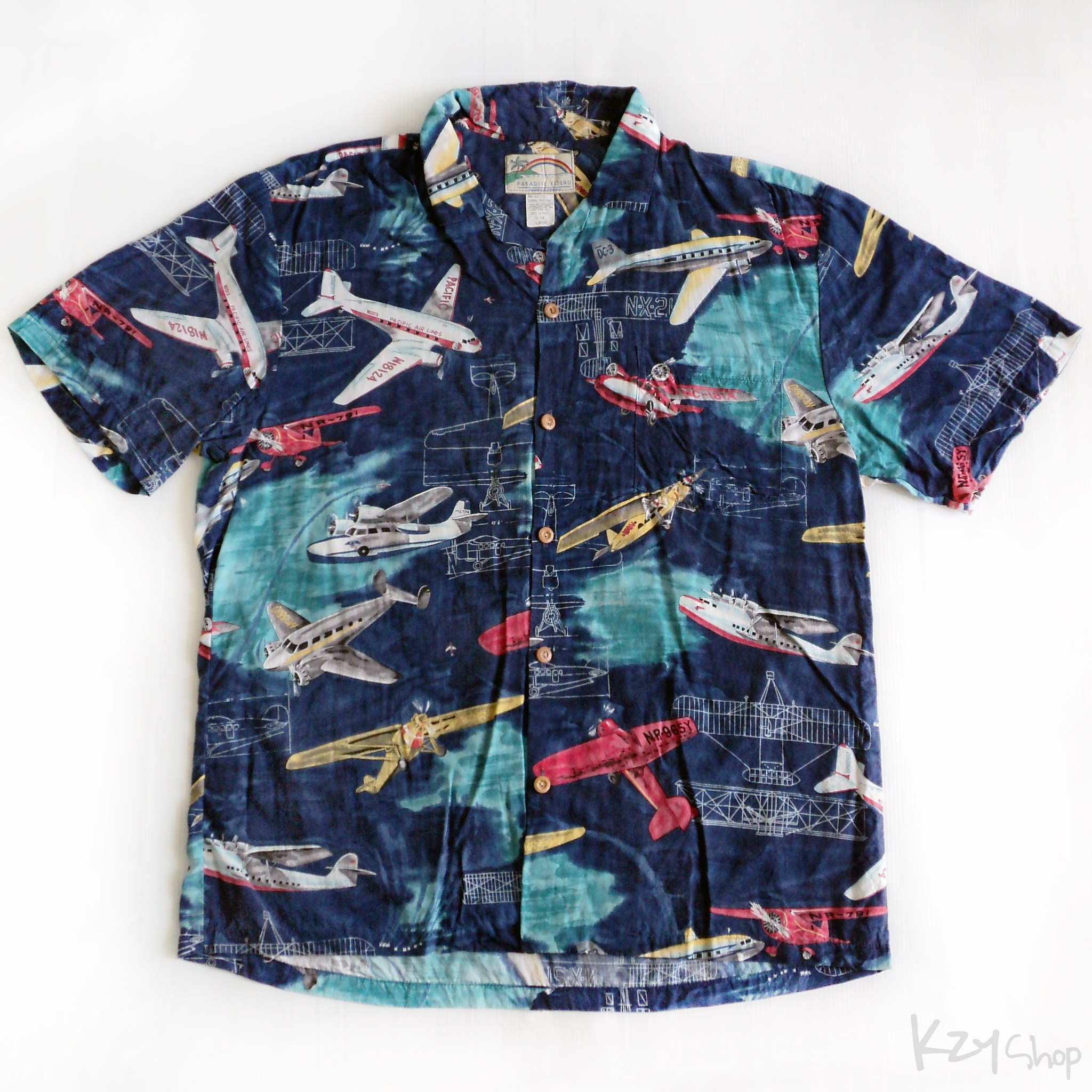 เสื้อฮาวาย PARADISE FOUND ลาย เครื่องบิน