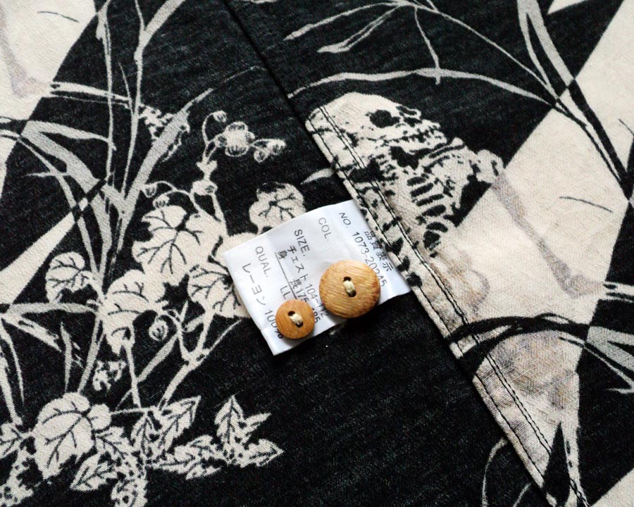 เสื้อฮาวายลายญี่ปุ่น Oniwa soto ลาย โครงกระดูก