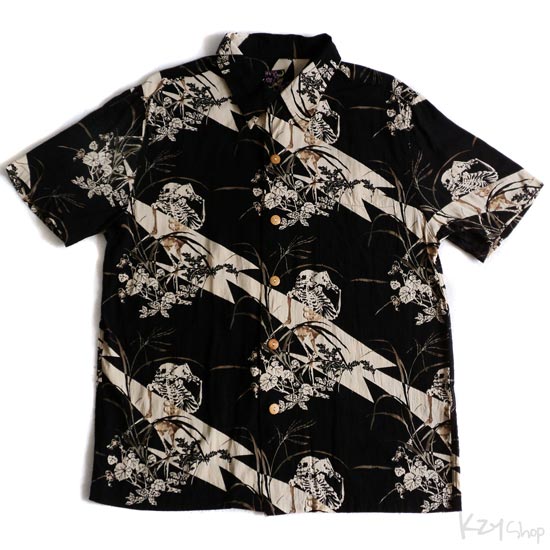 เสื้อฮาวายลายญี่ปุ่น Oniwa soto ลาย โครงกระดูก