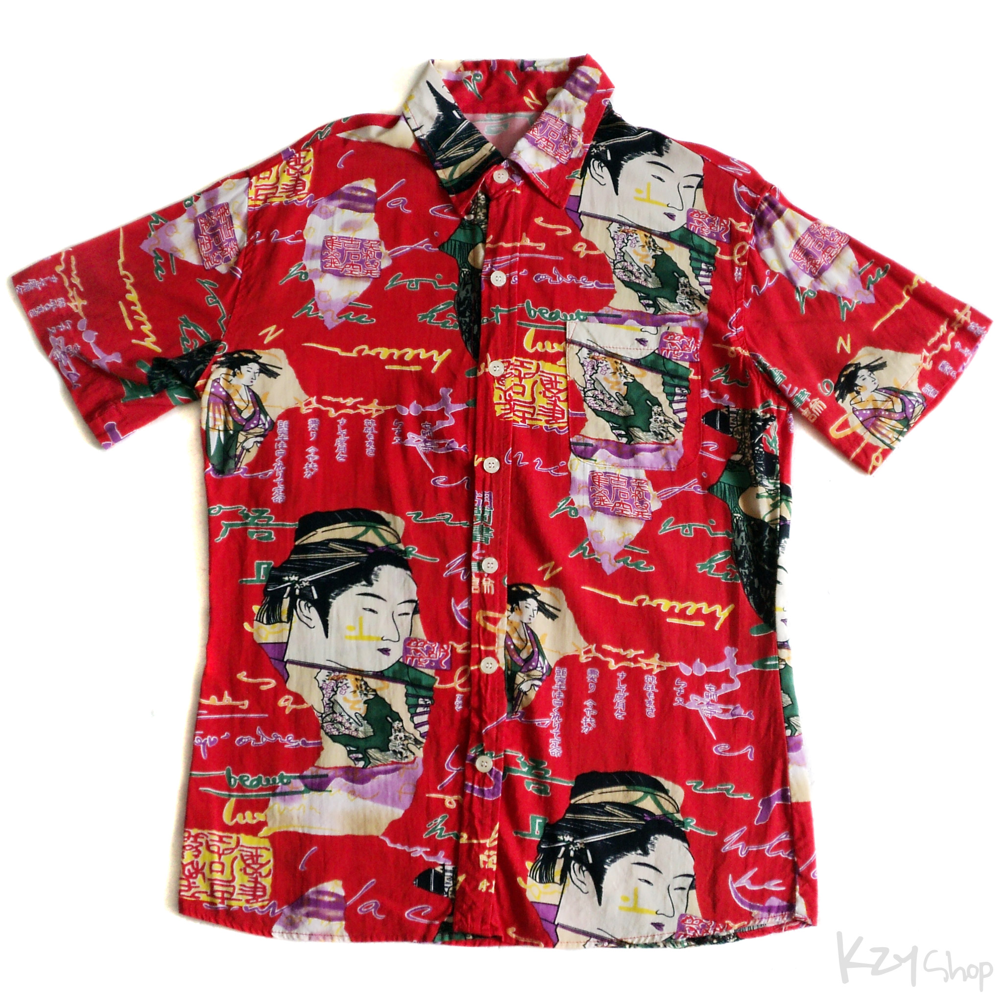 เสื้อฮาวายลายญี่ปุ่น ลาย เกอิชา