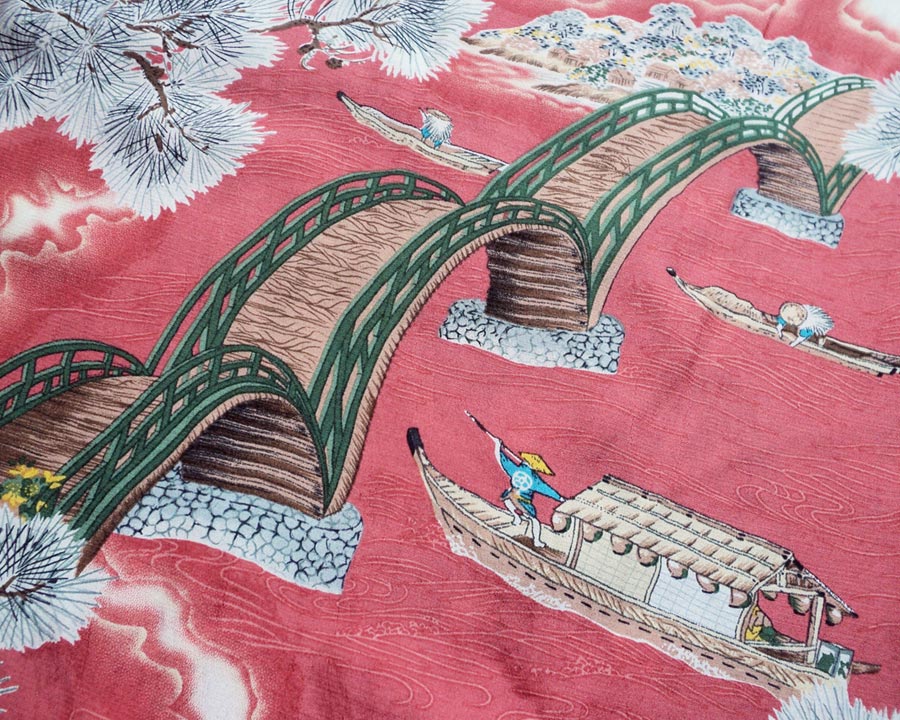 เสื้อฮาวายลายญี่ปุ่น Beach Pal ลาย สะพานโค้งและภูเขาไฟฟูจิ