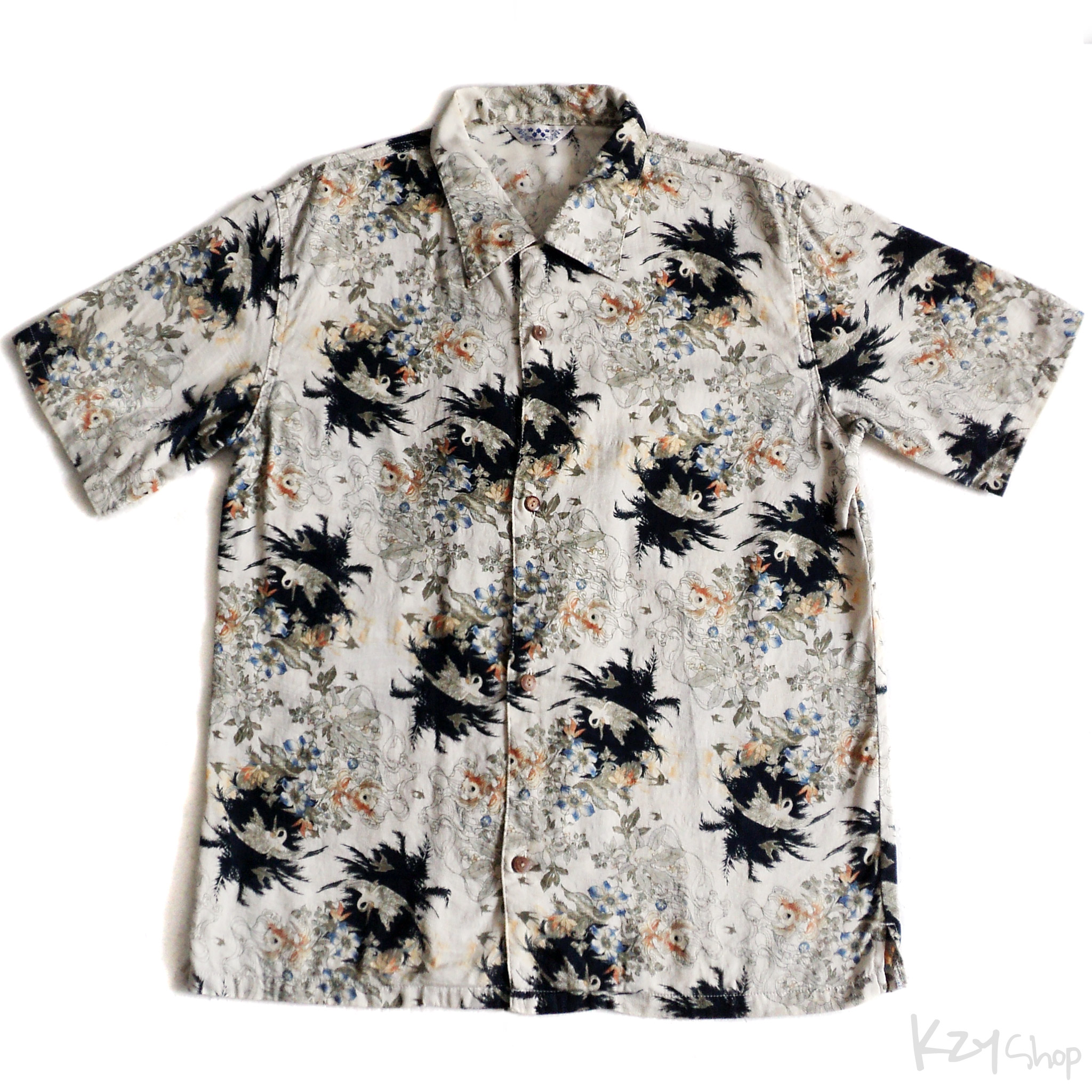 เสื้อฮาวายลายญี่ปุ่น CHIKIRIYA ลาย กระต่าย ปลาทอง นก