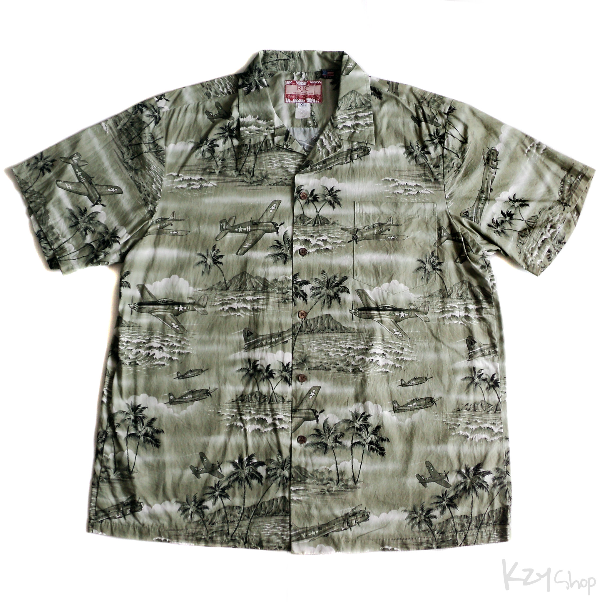 เสื้อฮาวาย RJC ลาย เครื่องบินรุ่นเก่า