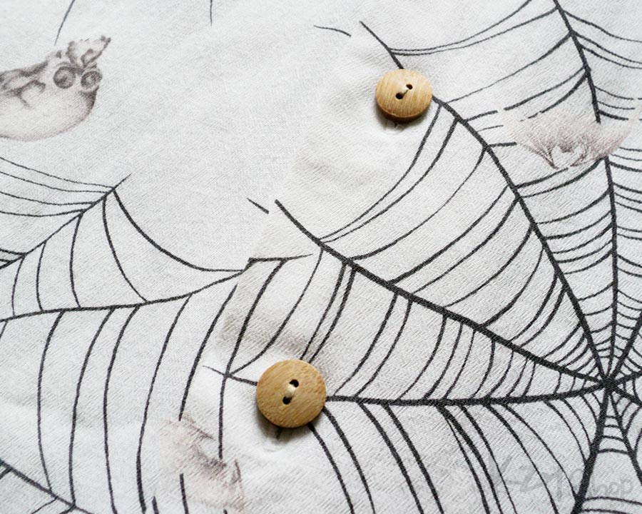 เสื้อฮาวายลายญี่ปุ่น Oniwa soto ลาย หัวกะโหลกกับใยแมงมุม
